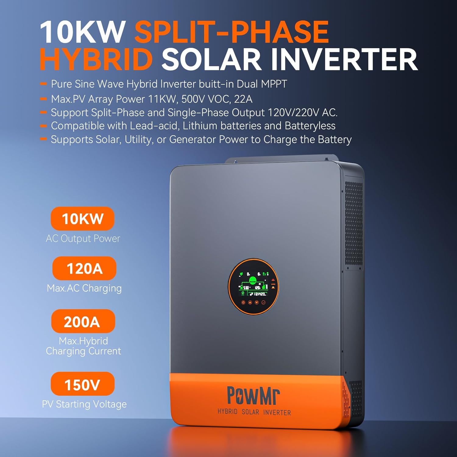 PowMr 10KW inversor de fase di - Drone Solar Charger reseña y precio
